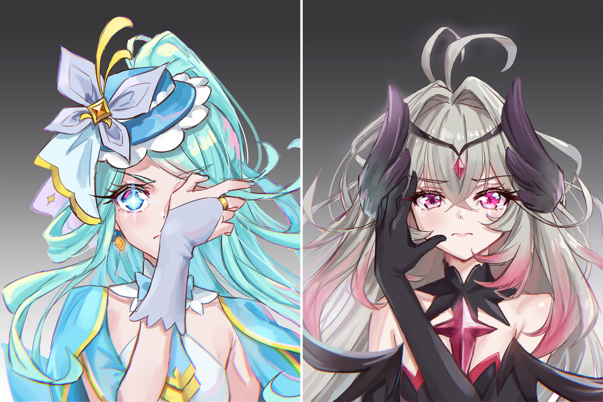 This is a pixiv picture whose title is エクリプス・シャドウ と キュアエクレール.