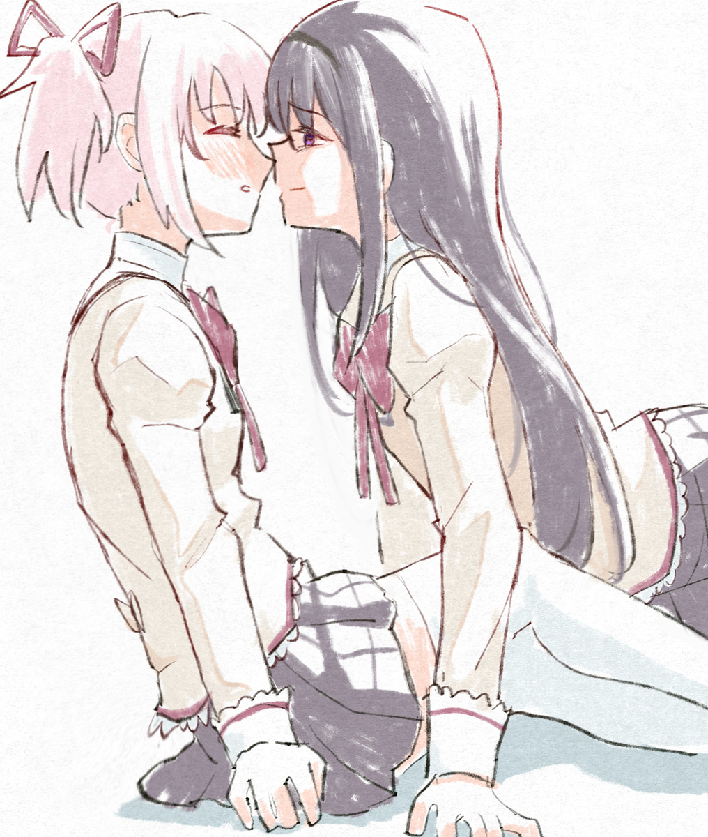 This is a pixiv picture whose title is 【まどマギ】まどほむ.