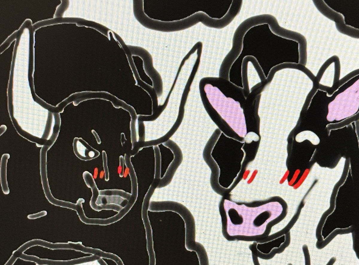 This is a pixiv picture whose title is ホルスタインとバッファロー🐃🐄.