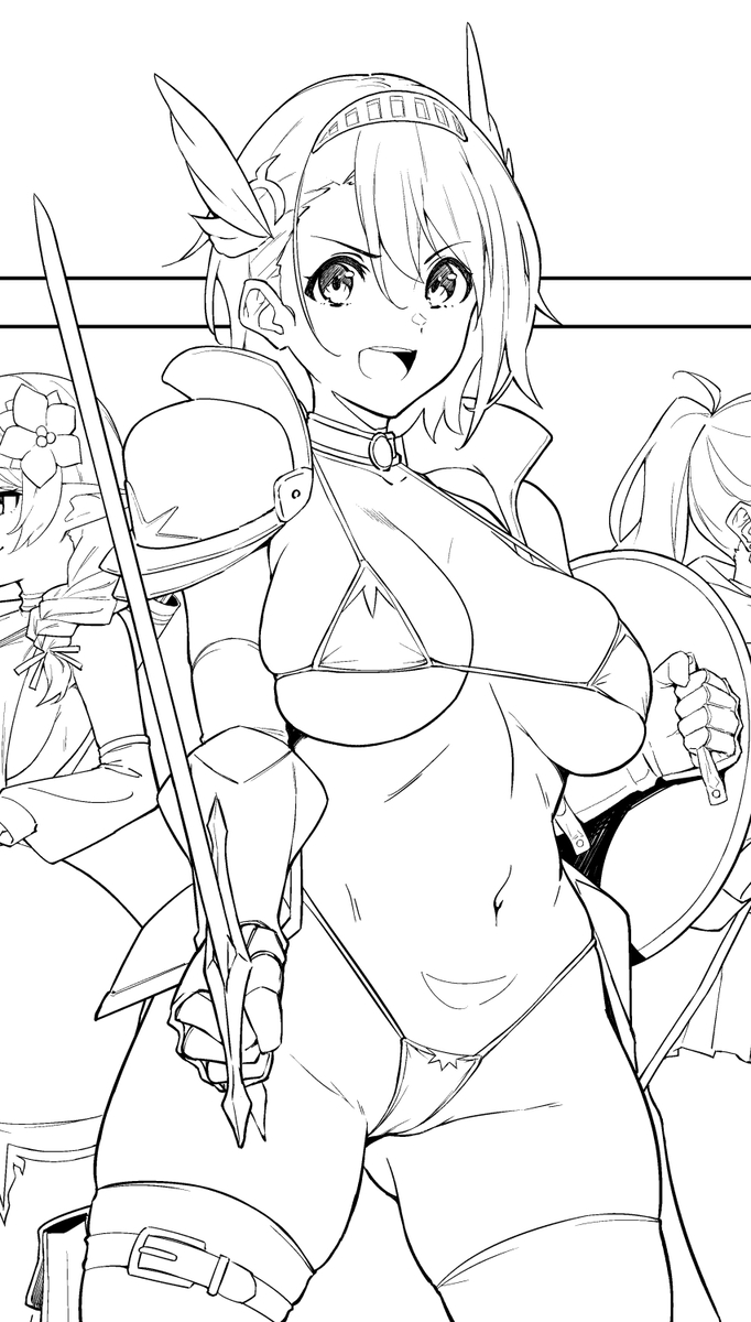 This is a pixiv picture whose title is 線画.
