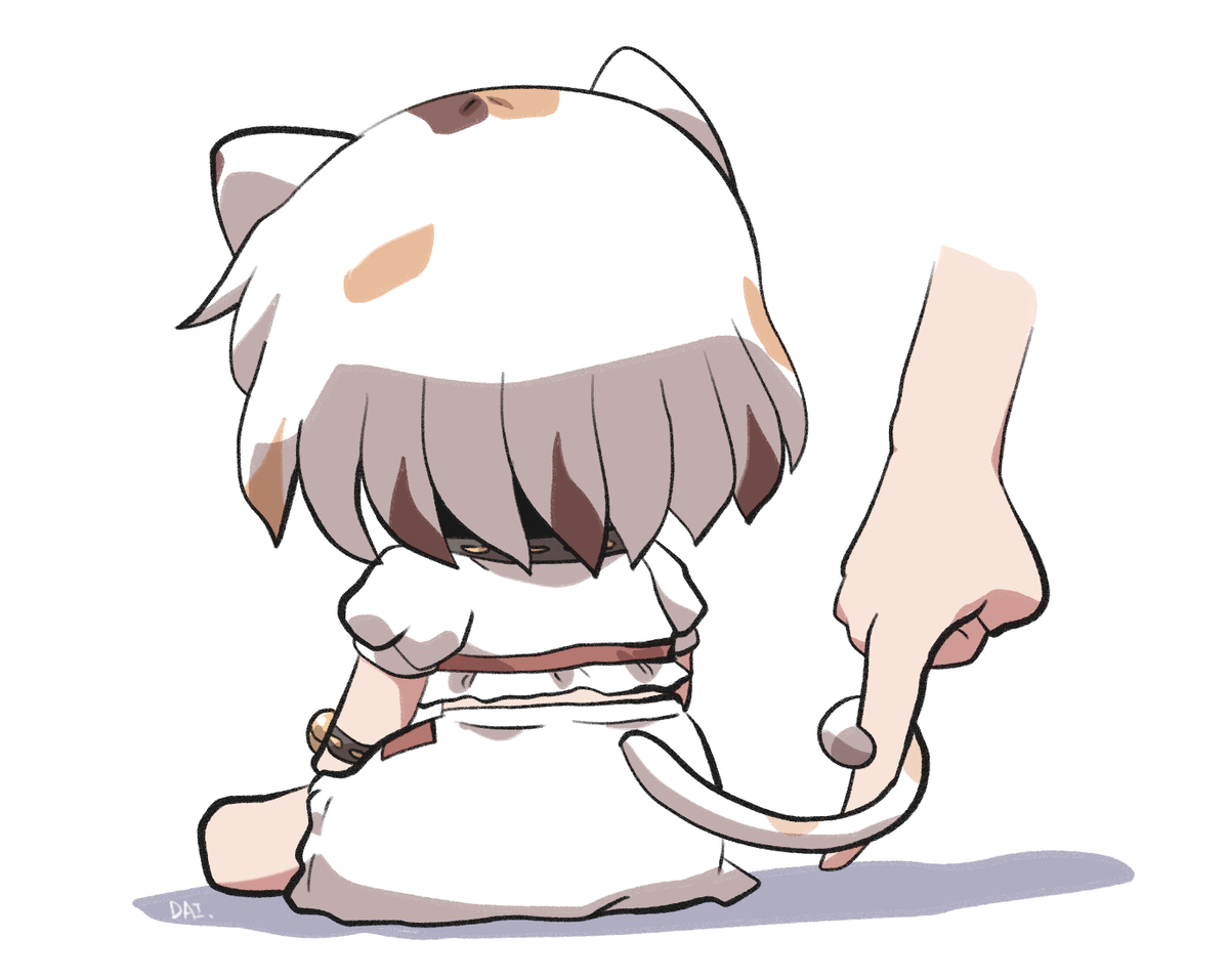 This is a pixiv picture whose title is ミケちゃんの好感度が高いとしっぽを巻き付けてくれます.