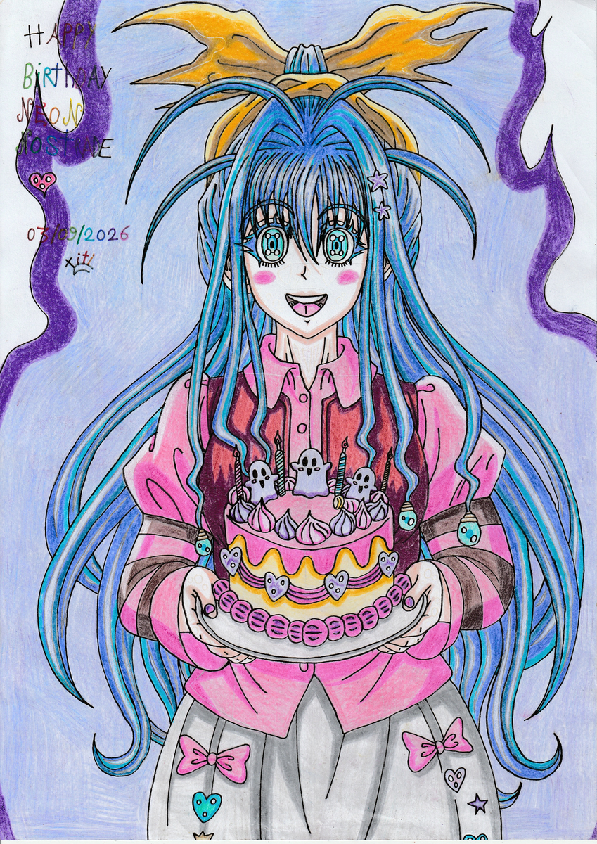 This is a pixiv picture whose title is Happy Birthday Neon Nostrade 🎂🎁🔮.