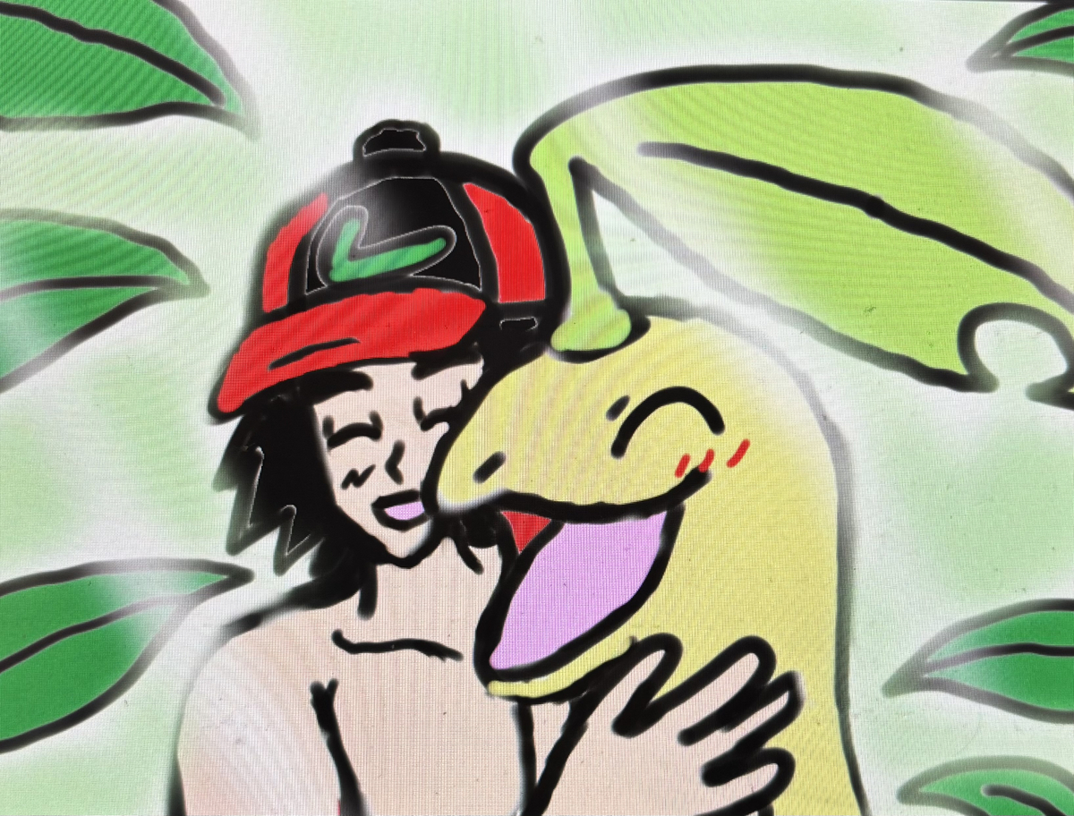 This is a pixiv picture whose title is ㊗️草の日・サトシ＆ベイリーフ💚🌿💚.