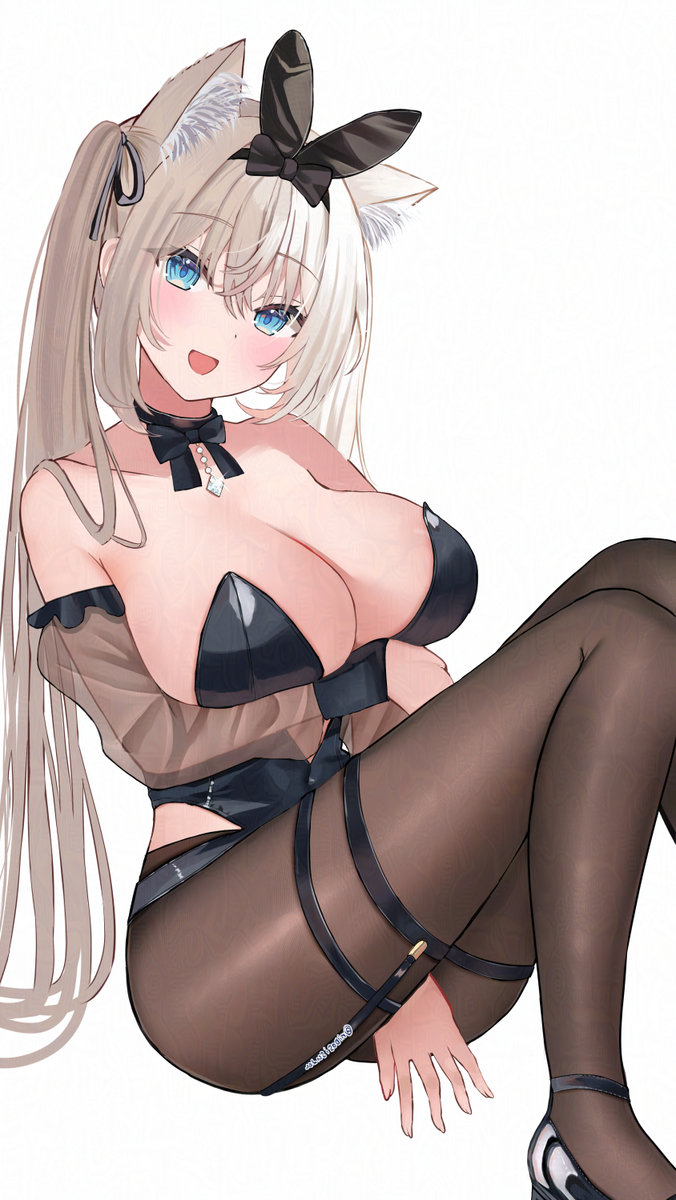 This is a pixiv picture whose title is OCバニー猫耳.