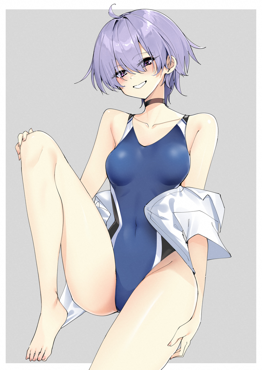 This is a pixiv picture whose title is 競泳水着短髪ゆかり.