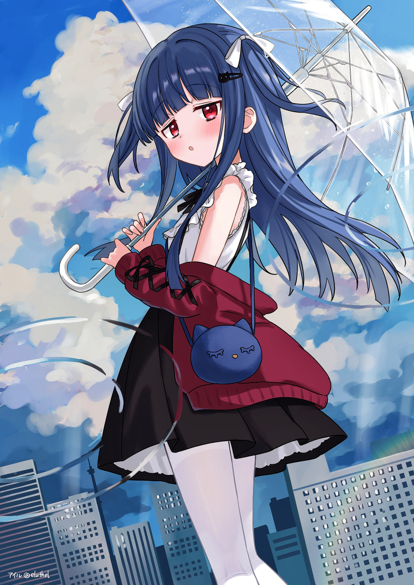 This is a pixiv picture whose title is 「雨音のワルツ」☔️.