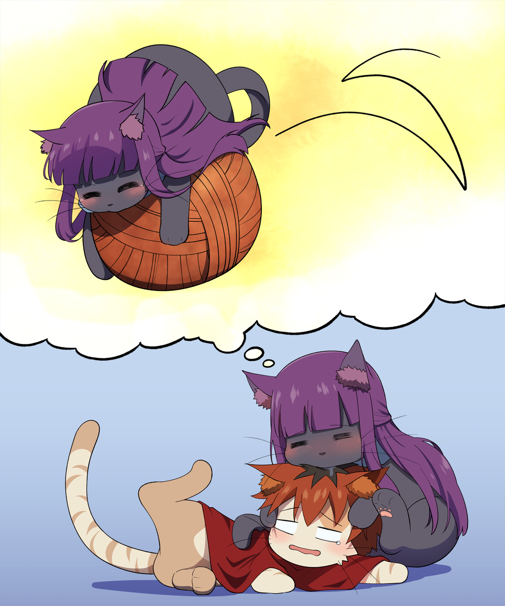 This is a pixiv picture whose title is 🐱🧶.