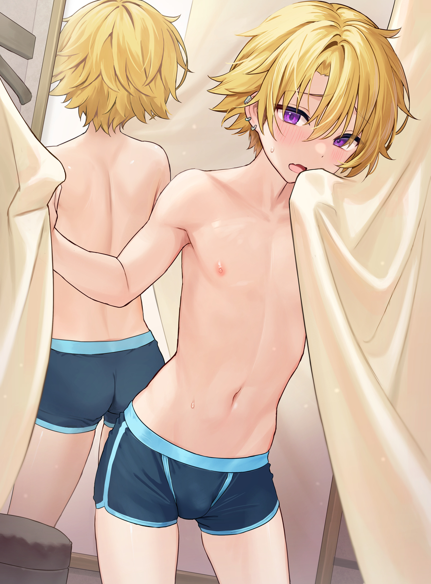 This is a pixiv picture whose title is 恋人の水着を選ぶ日.