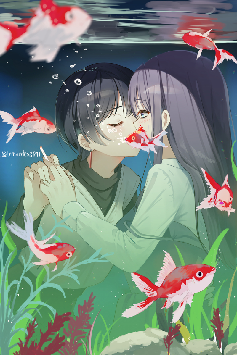 This is a pixiv picture whose title is 君に溺れて.