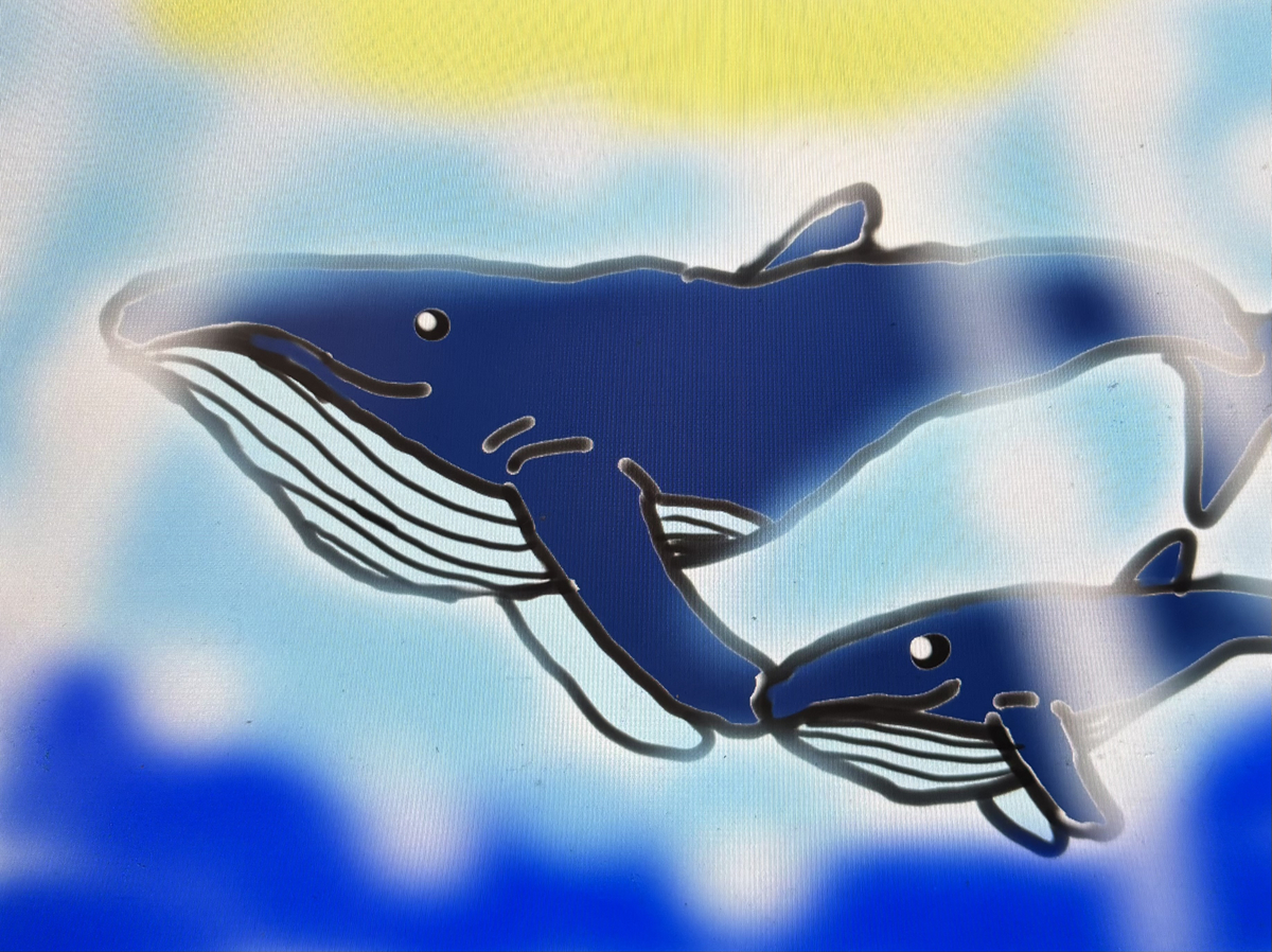 This is a pixiv picture whose title is クジラの親子❤️🫧🐳🫧❤️.
