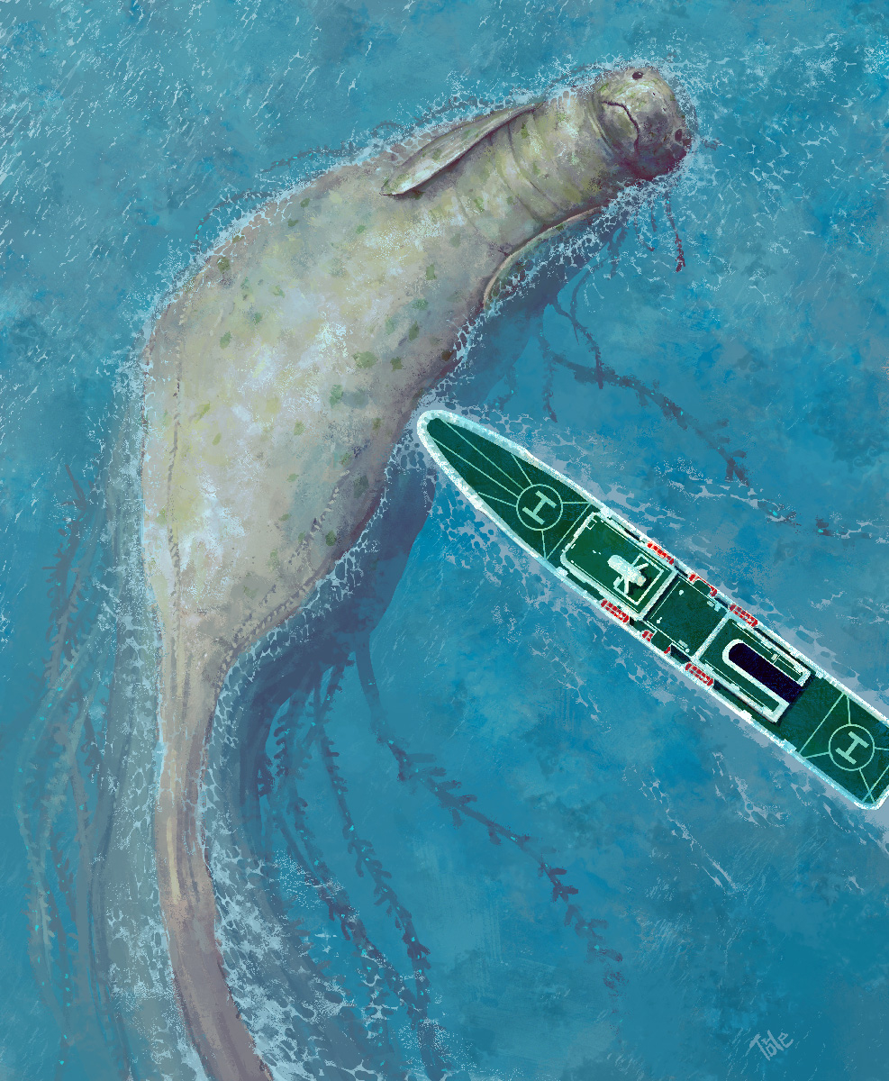 This is a pixiv picture whose title is 海牛押船.