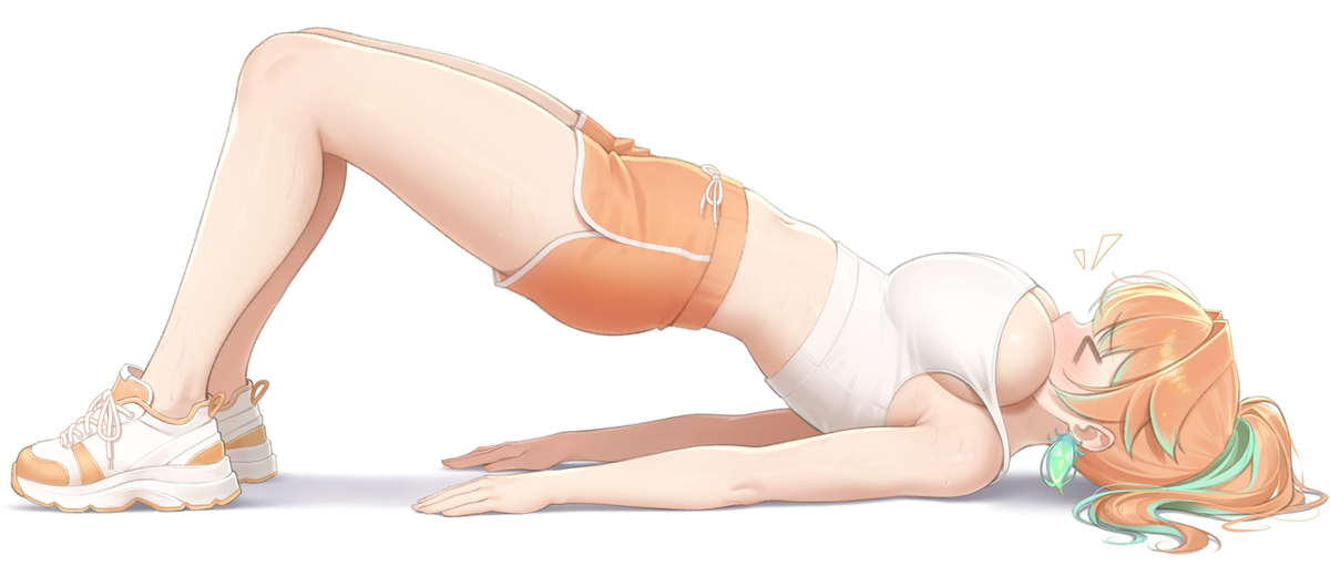This is a pixiv picture whose title is Kiara Stretching.