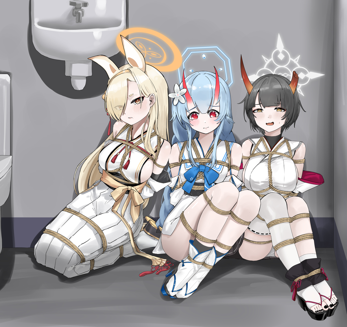 This is a pixiv picture whose title is 【碧蓝档案】阴阳部！堂堂入狱！.