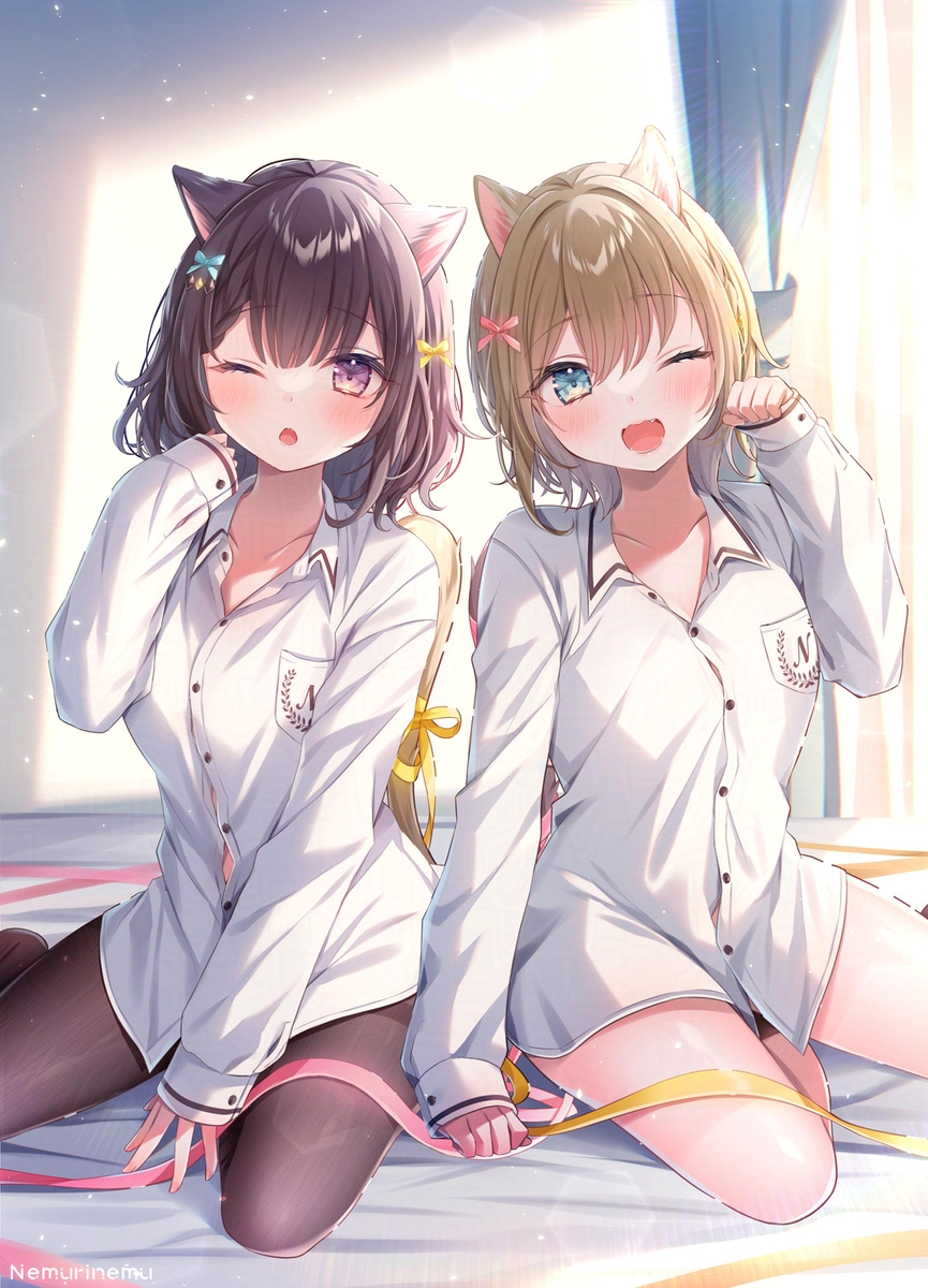 This is a pixiv picture whose title is 「猫になっても仲良くしてくれる？」.