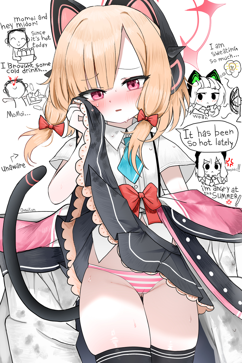 This is a pixiv picture whose title is Momoi Sweating Summer Day.