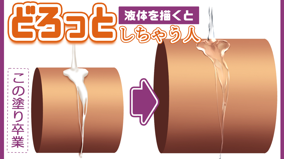 This is a pixiv picture whose title is 【イラスト講座】ナゼ液体がドロッとしちゃうの？.