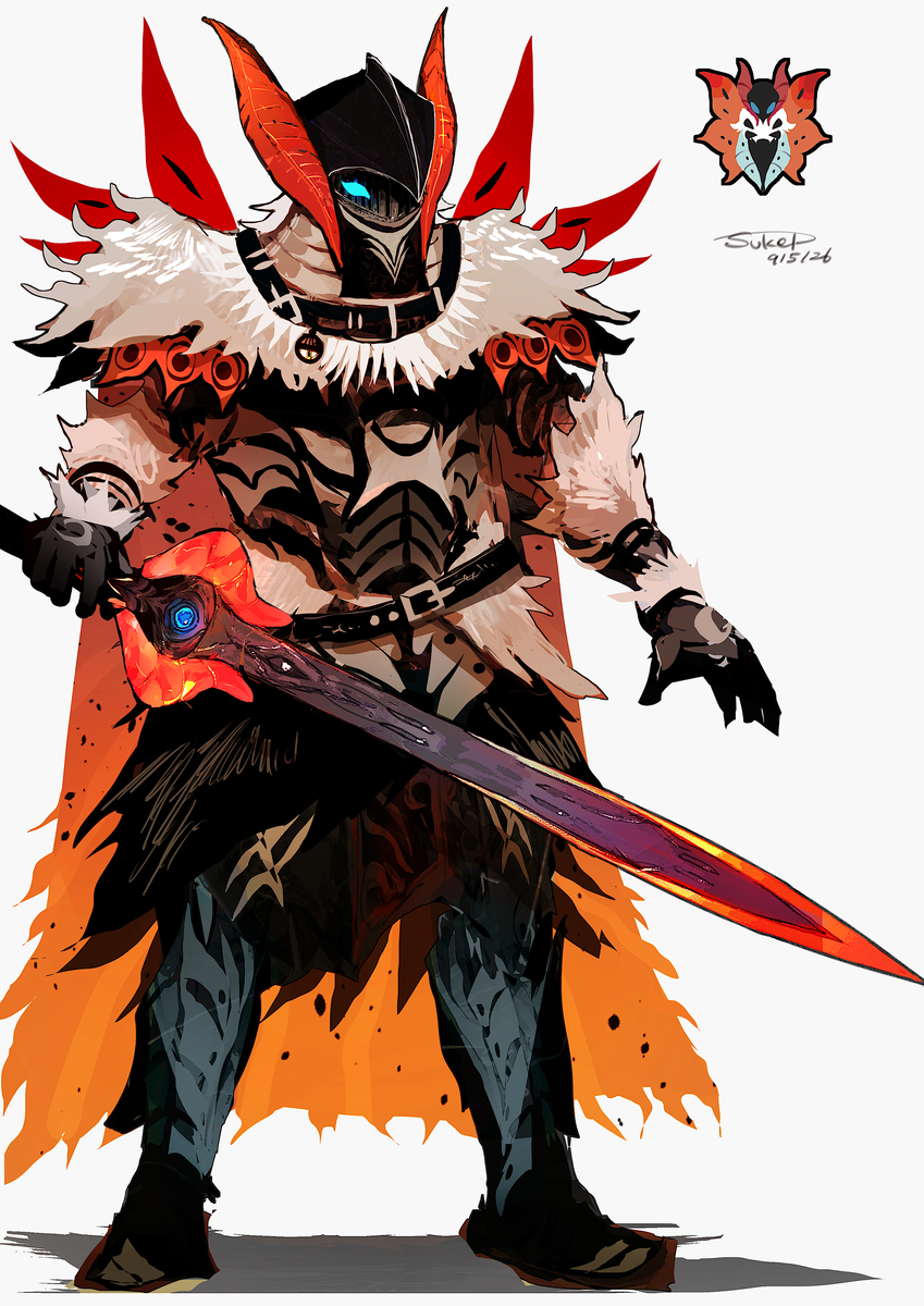 This is a pixiv picture whose title is ウルガモスモチーフの騎士（ポケモン）.