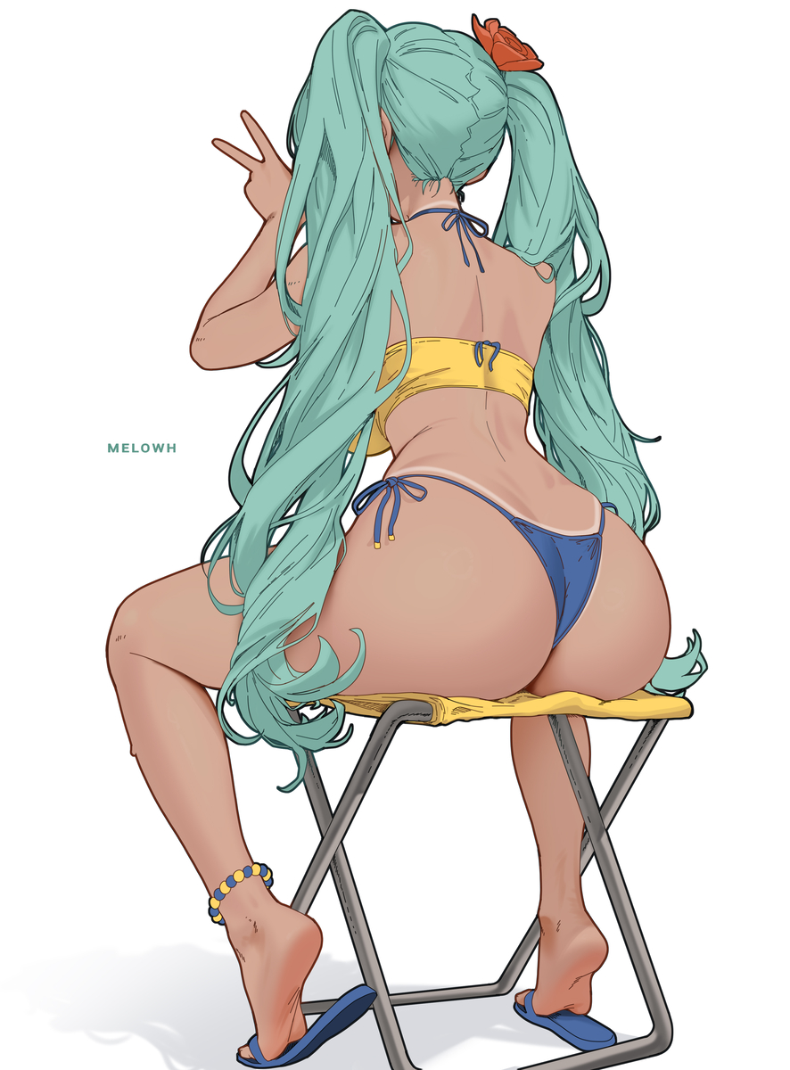 This is a pixiv picture whose title is Brazilian Miku ✌🍑.