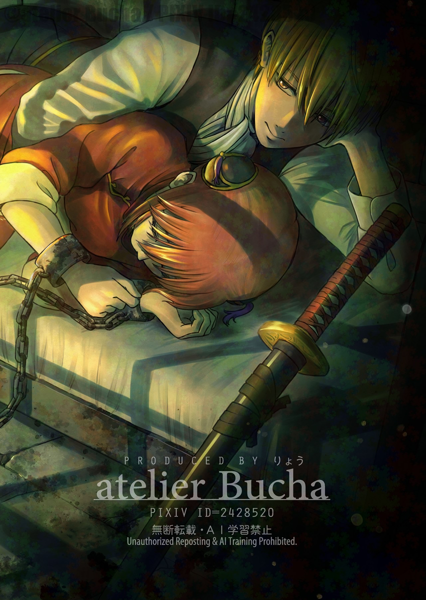 This is a pixiv picture whose title is 【銀魂】【沖神】カモナ・マイホーム　表紙イラスト.