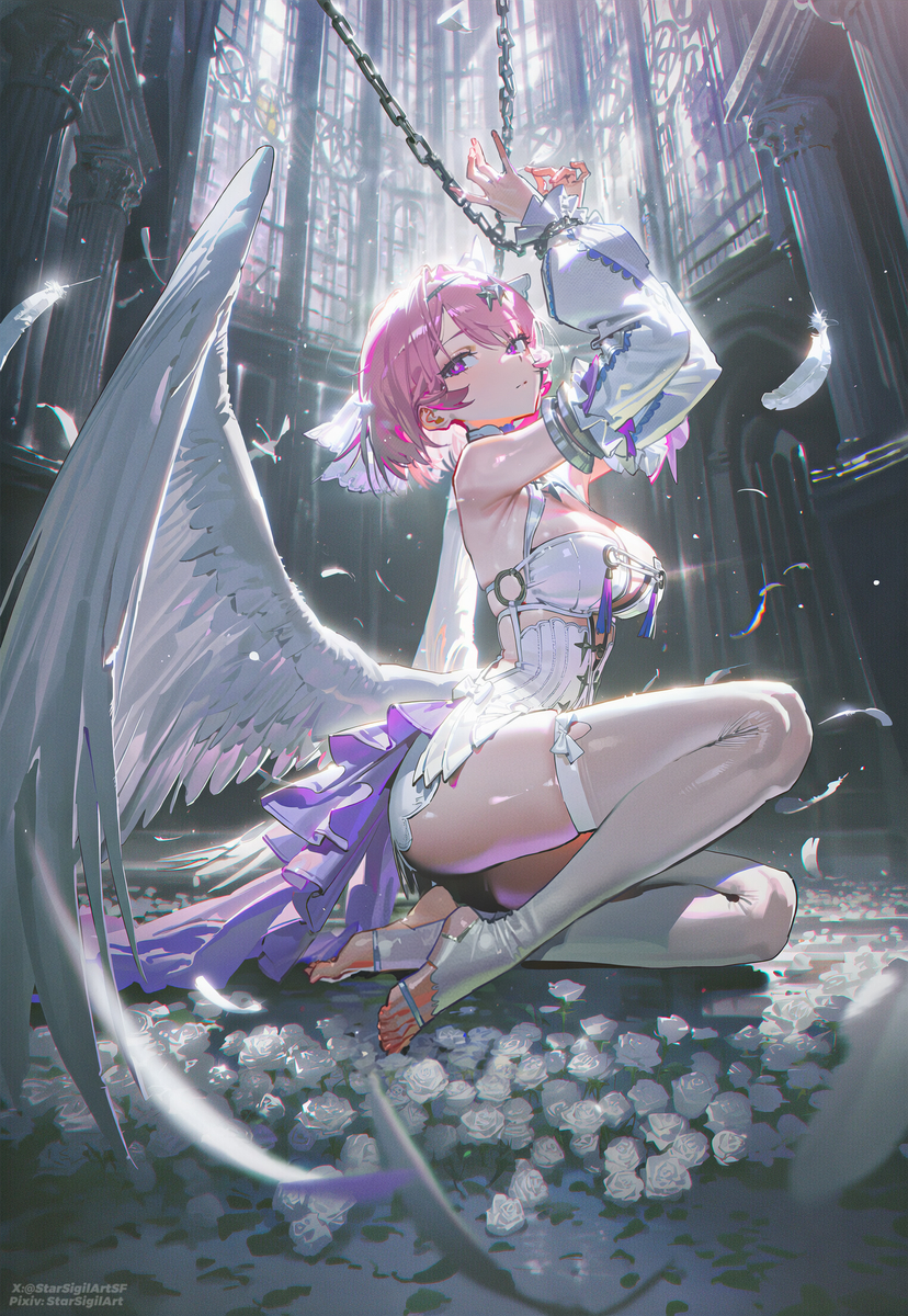This is a pixiv picture whose title is 抓到一只天使.