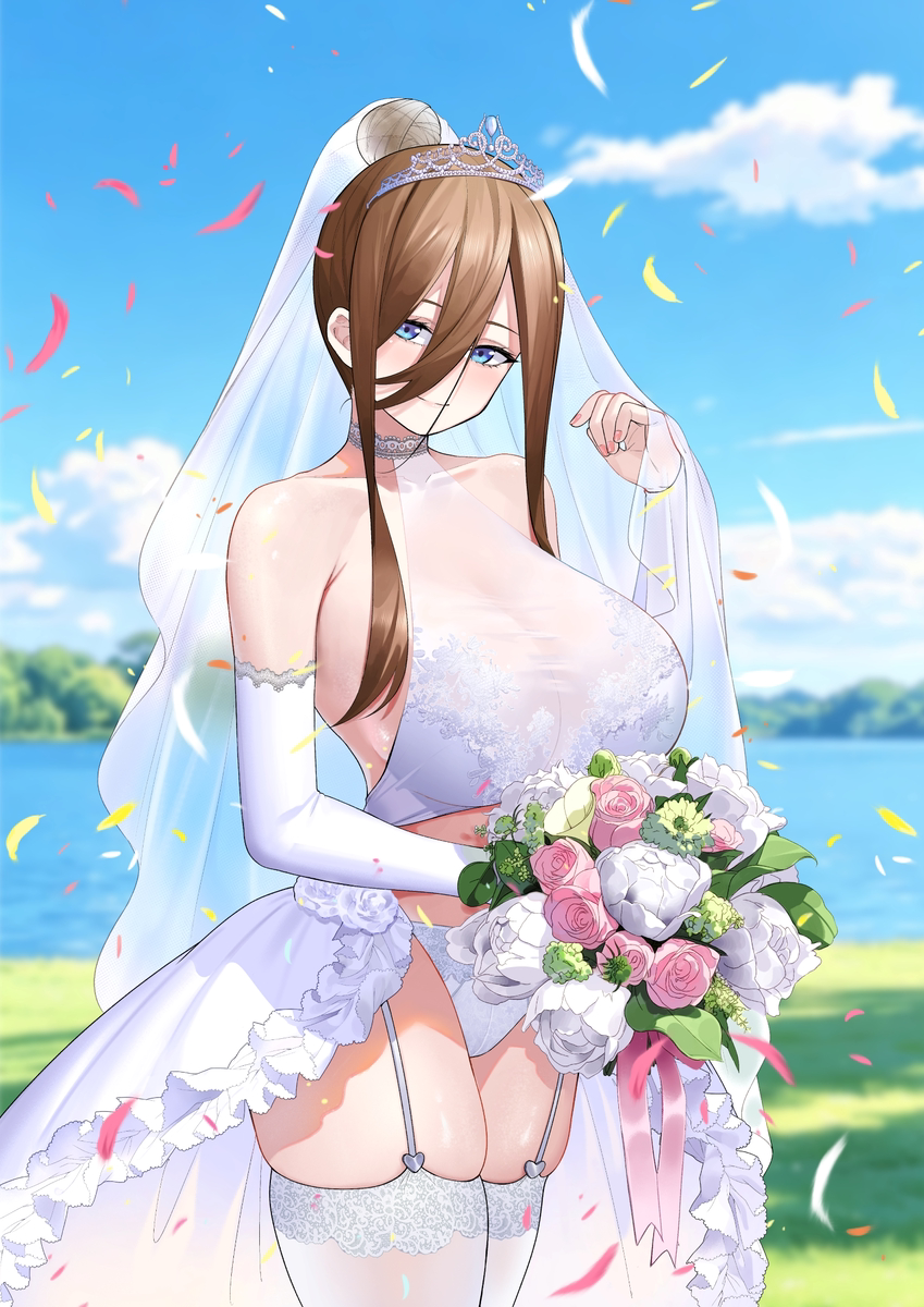 This is a pixiv picture whose title is ウェディングドレス三玖.