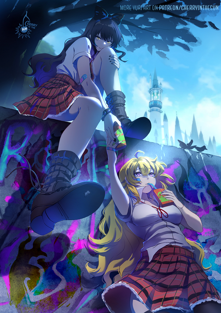 This is a pixiv picture whose title is Yang x Blake - Hybrid theory.