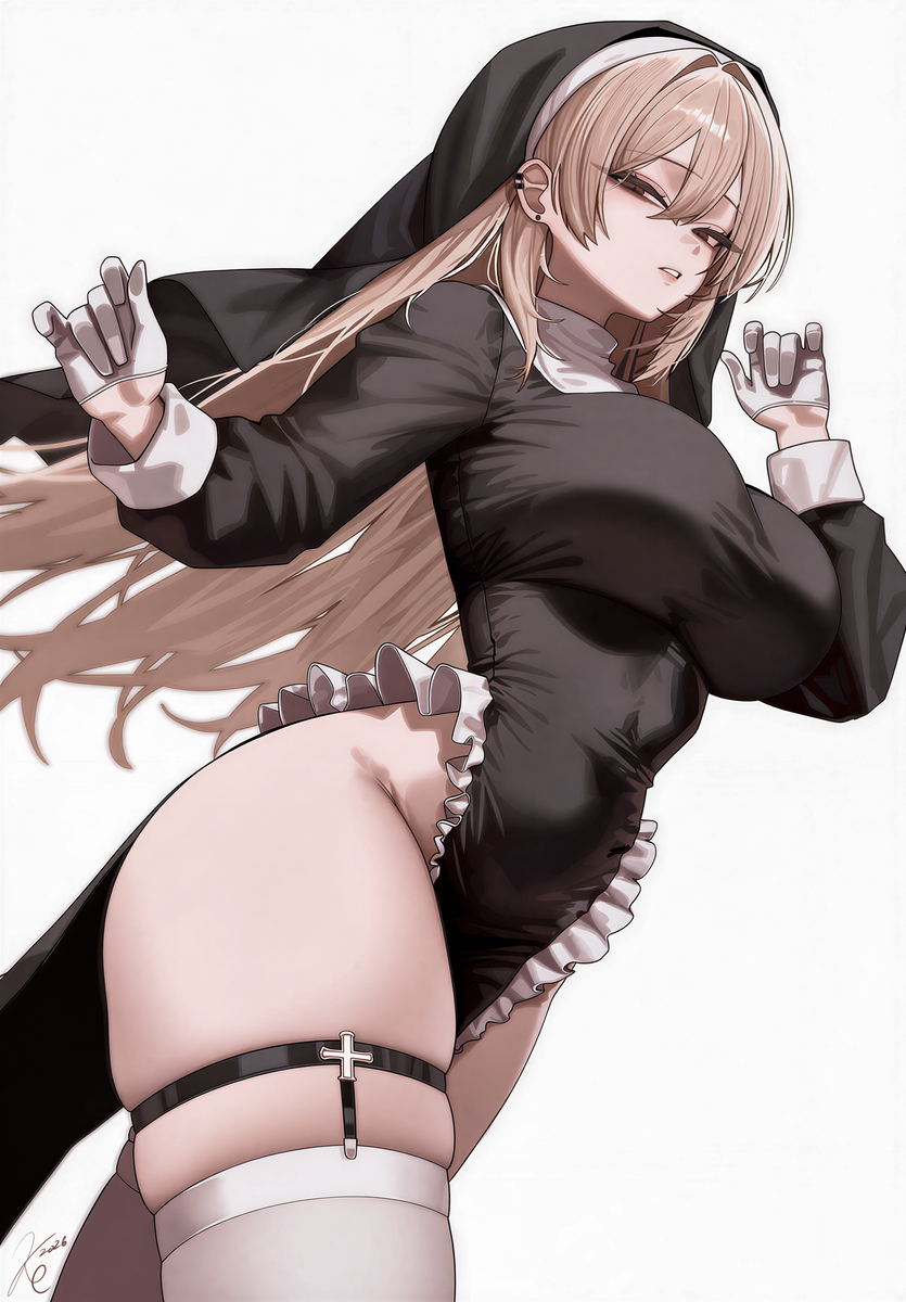 This is a pixiv picture whose title is シスターが着ている服装はやべーだろう.