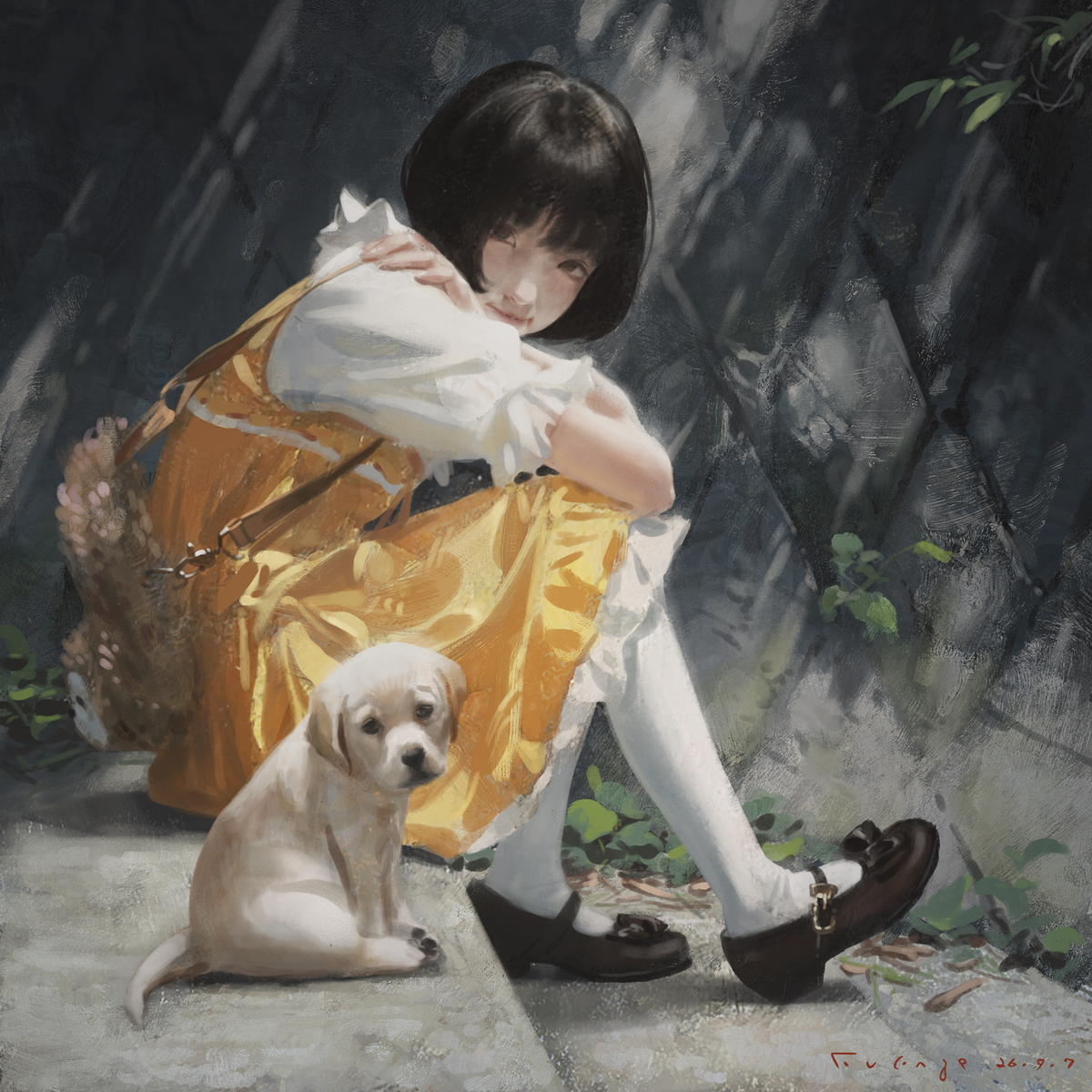 This is a pixiv picture whose title is 奏ちゃんの新しいペット.