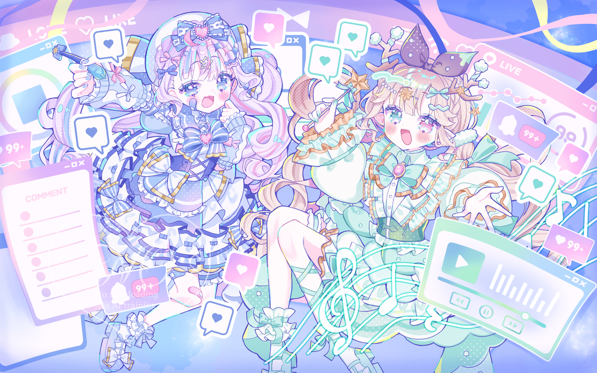 This is a pixiv picture whose title is 🩵Magical☆Chi-ffon💚.