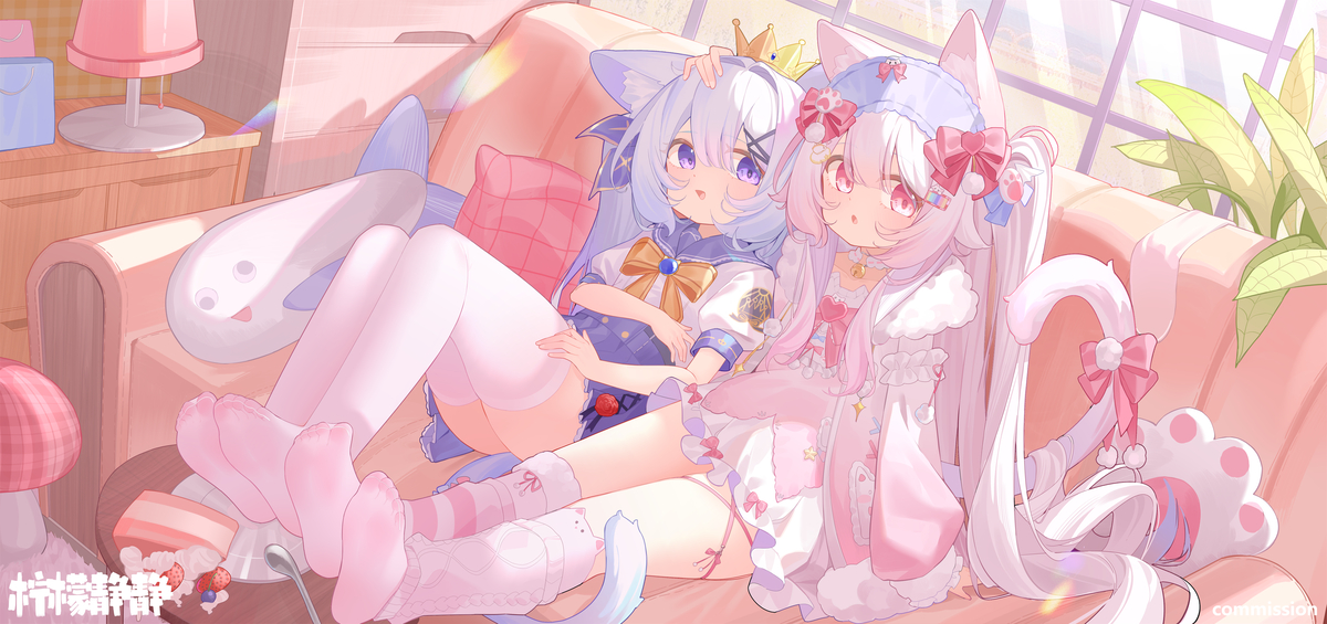This is a pixiv picture whose title is 小王子和希洛猫猫贴贴.