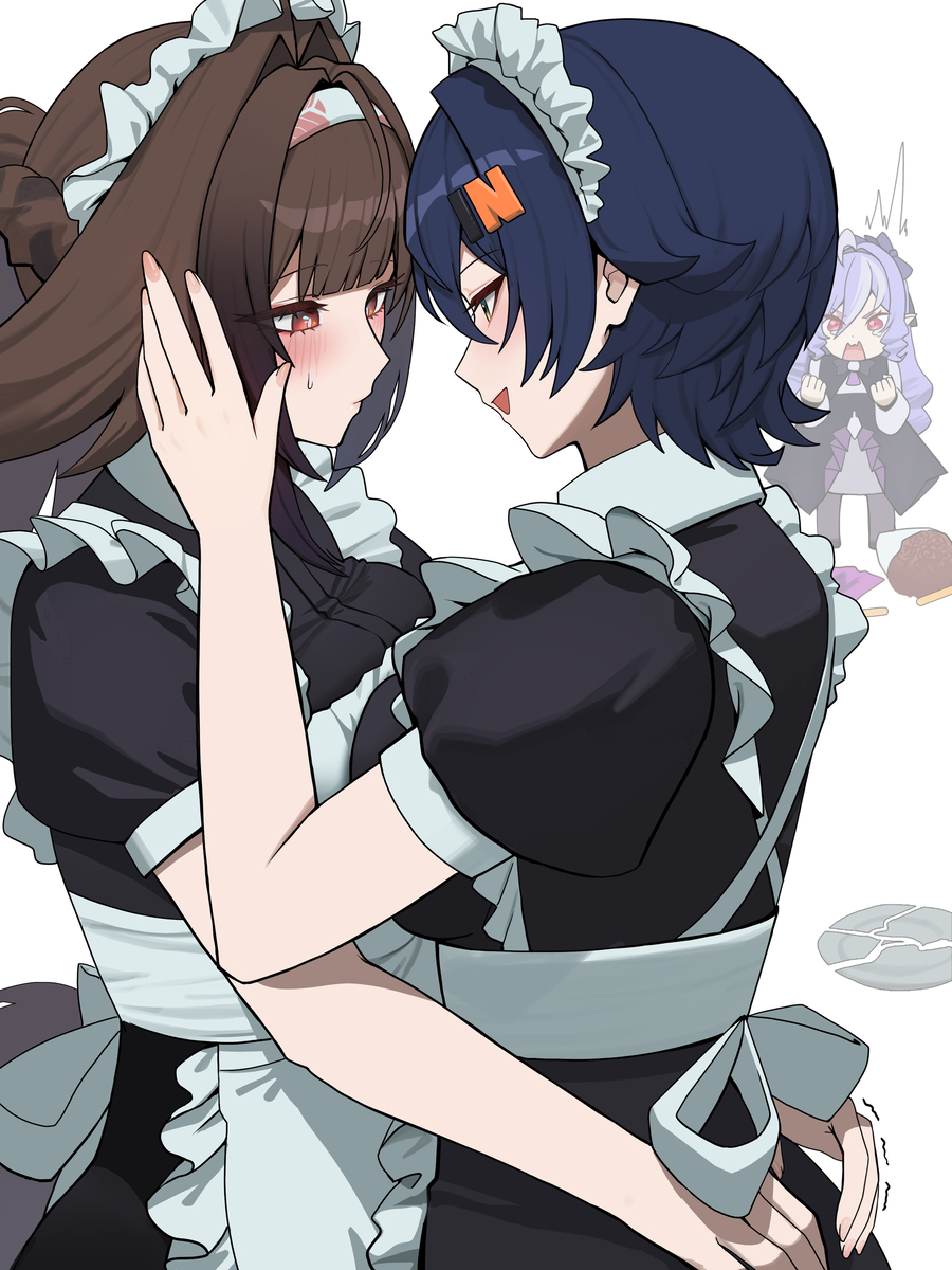 This is a pixiv picture whose title is 葉瞬光がうっかりお皿を割っちゃった.