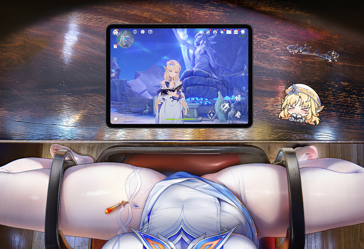 This is a pixiv picture whose title is 哒↘哒↗哒↘哒↗哒↘，好想玩原神.