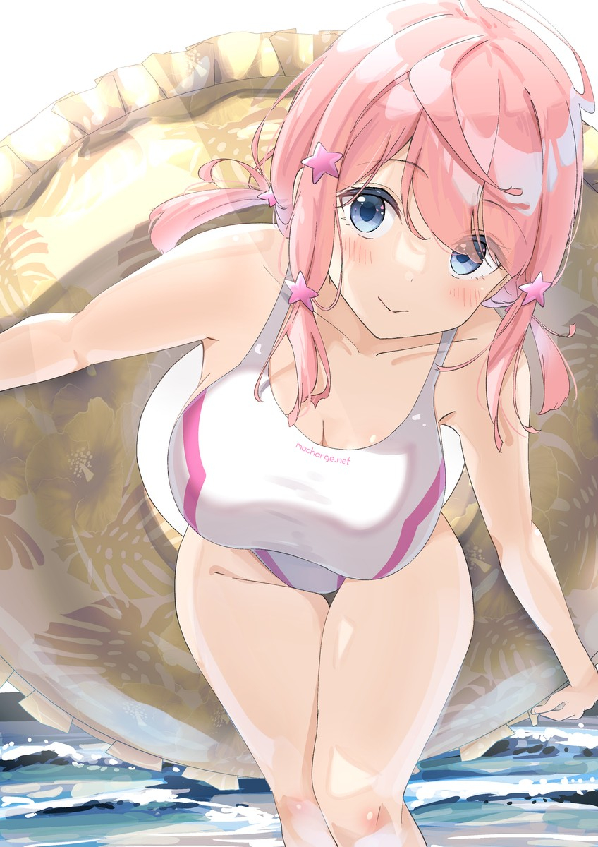This is a pixiv picture whose title is 【コスレベ！EX.23】あみちゃんの競泳水着コス！.