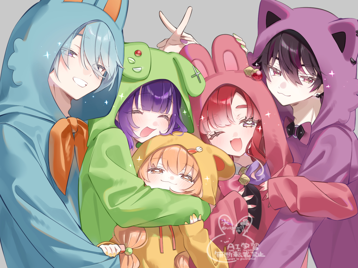 This is a pixiv picture whose title is 着ぐるみパジャマパーティーず.