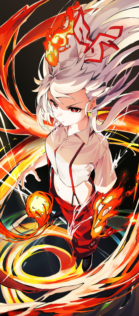 This is a pixiv picture whose title is 月まで届け、不死の炎.