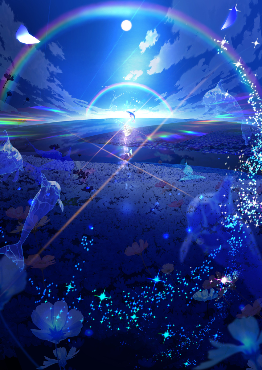 This is a pixiv picture whose title is 秋桜が咲く青い丘.