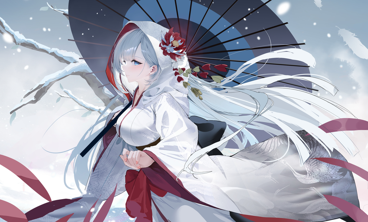This is a pixiv picture whose title is 鶴の恩返し.