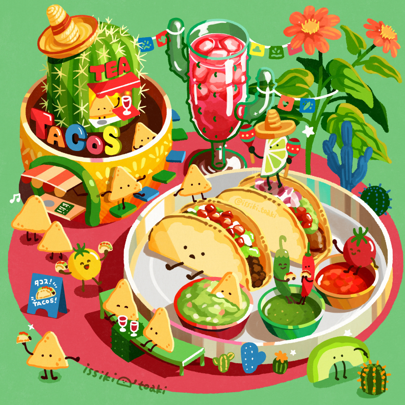 This is a pixiv picture whose title is わいわいタコス広場.