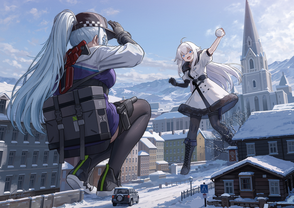 This is a pixiv picture whose title is 雪遊びをするクルカイとジェフティ.