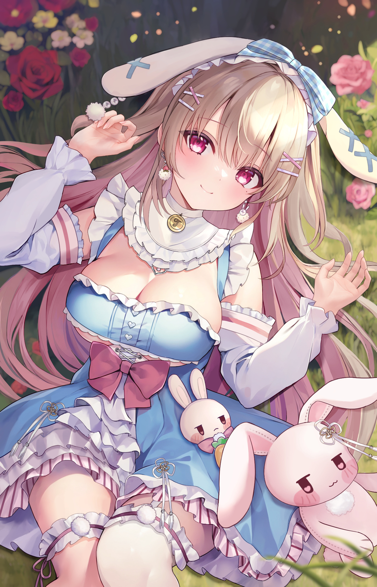 This is a pixiv picture whose title is 無防備なうさぎちゃん🍑🐰.