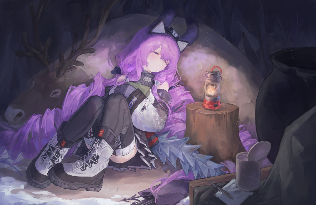 This is a pixiv picture whose title is 眠于树影之中.