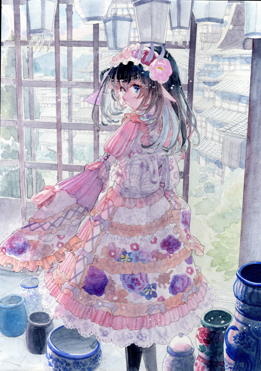 This is a pixiv picture whose title is 風入る.