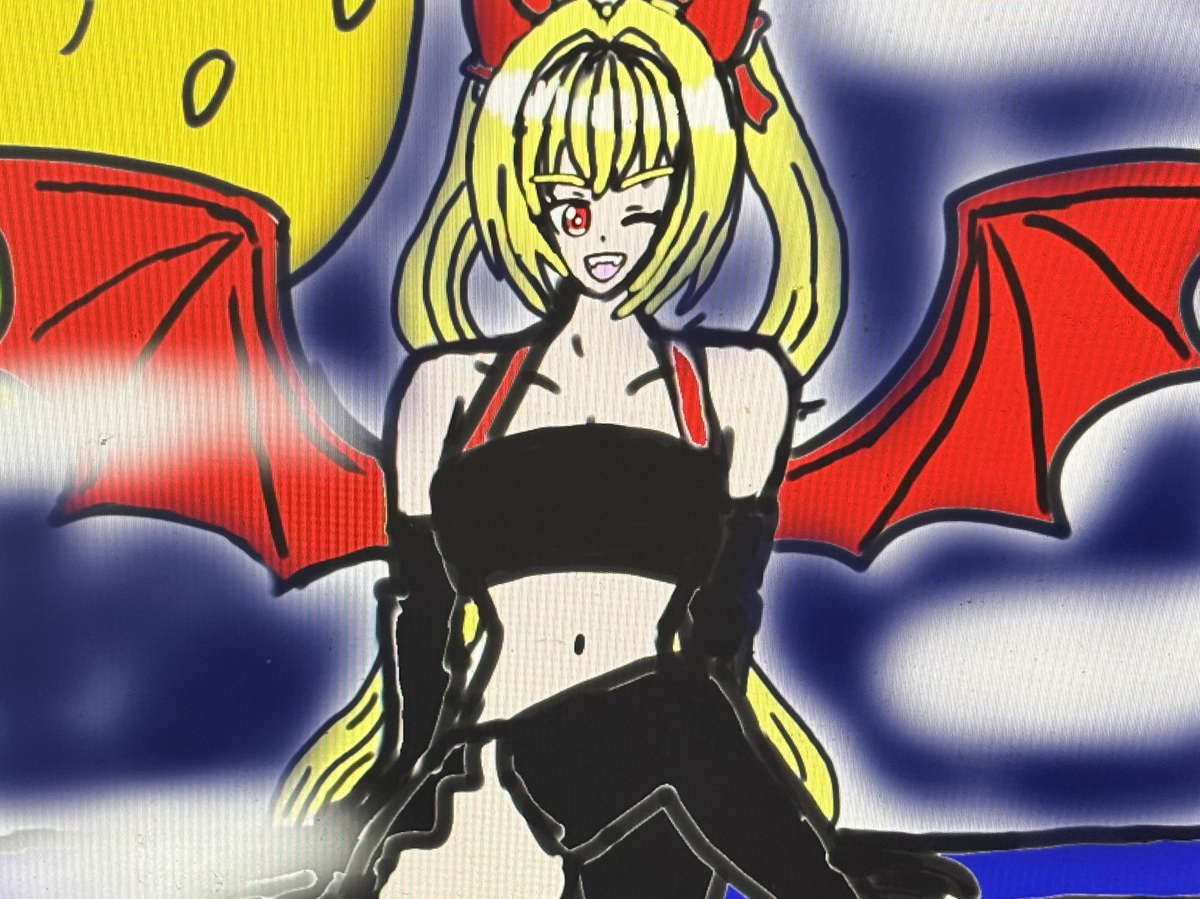 This is a pixiv picture whose title is 夜の可愛い小悪魔・風見エレン✨❤️😈❤️✨.