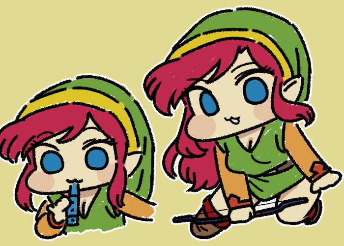 This is a pixiv picture whose title is Pink haired female Link 1986.