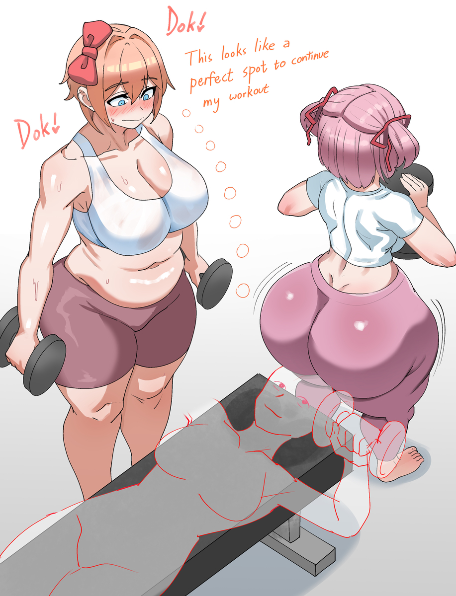 This is a pixiv picture whose title is Sayori & Natsuki.