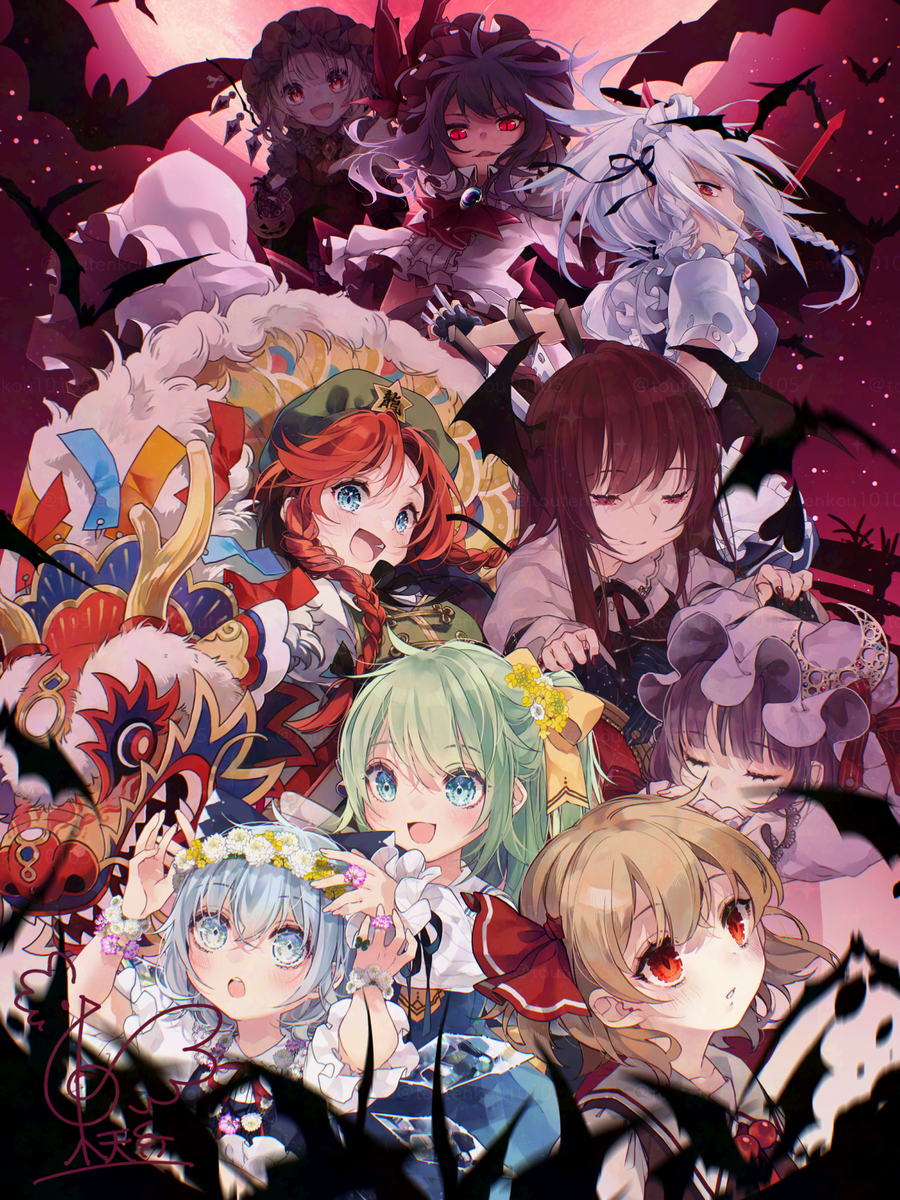 This is a pixiv picture whose title is 紅霧異変再び.