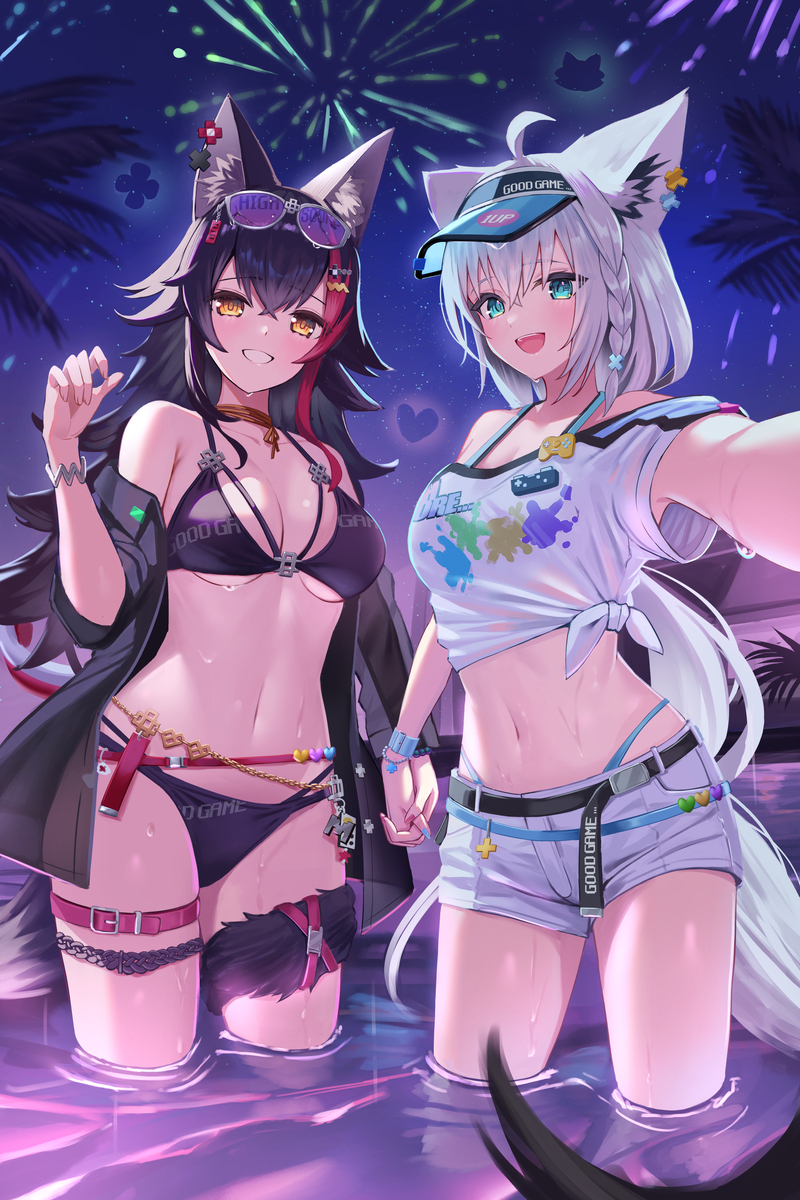 This is a pixiv picture whose title is ナイトプール.