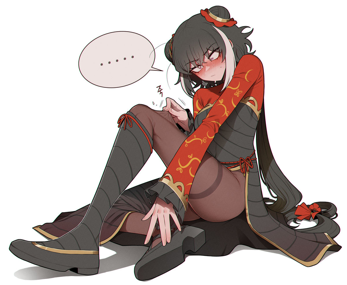 This is a pixiv picture whose title is 시춘이 스타킹 입히기.