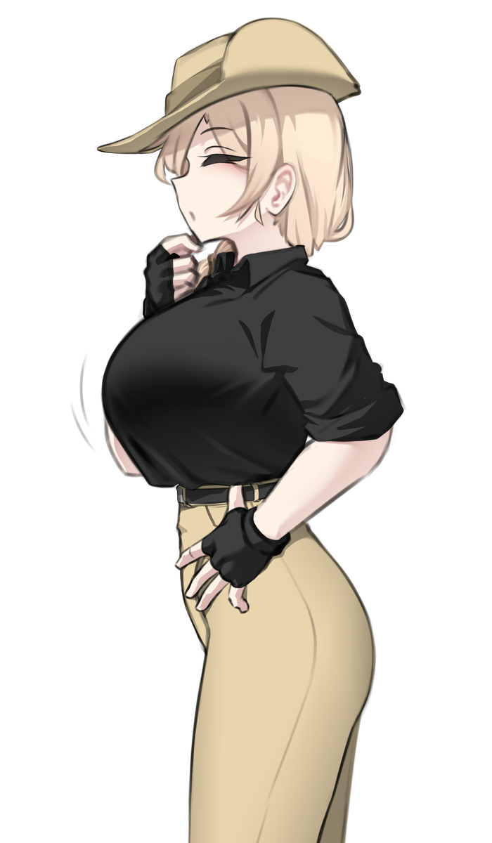 This is a pixiv picture whose title is Amelia(Mercsan) side view 😙.
