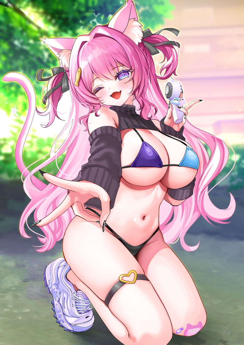 This is a pixiv picture whose title is catちゃん✌️.
